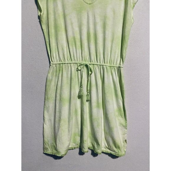 Loft Dress Womens Large Tie Dye V Neck Tassel Drawstring Waist Fringe Hem Boho - Picture 2 of 6